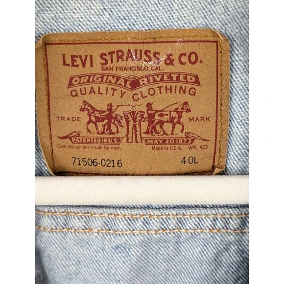 Vtg 80s Levis 71506-0216 Blue Denim Trucker Jean Jacket Light Wash Mens 40L USA - Picture 6 of 9